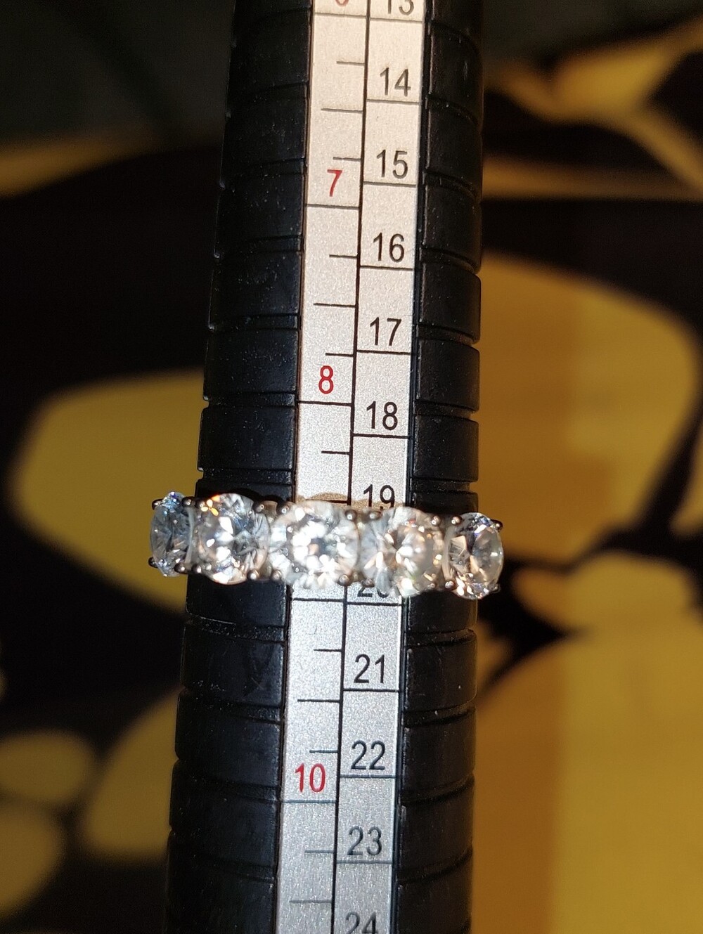 Silver-Tone Clear Crystal Five-Stone Ring - Women Jewelry Cz 925